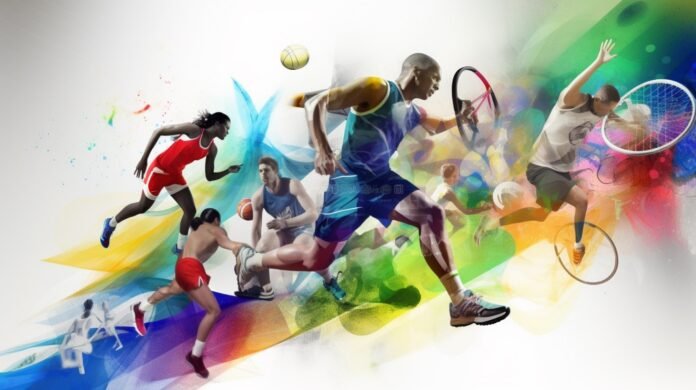 Illustration dynamique de plusieurs sports, représentant la diversité des activités sportives.