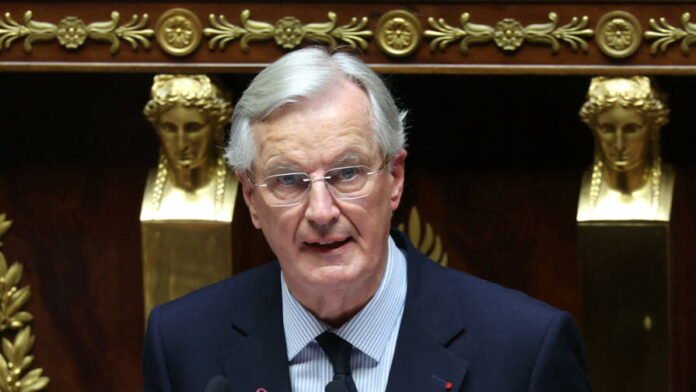 Michel Barnier s'exprimant lors de l'Assemblée politique du Parti Populaire Européen à Munich, mai 2023.
