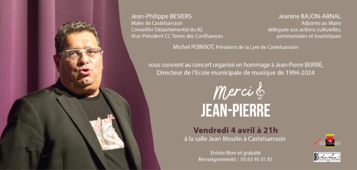 Invitation au concert hommage à Jean-Pierre Berrié, ancien directeur de l'École municipale de musique de Castelsarrasin (1994-2024)