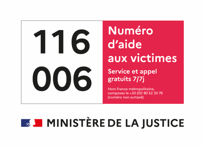 Numéro d'aide aux victimes 116 006 - Service gratuit accessible 7j/7 - Ministère de la Justice