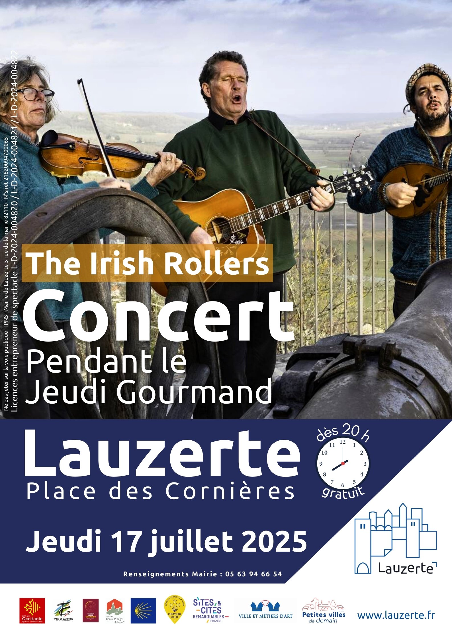 Concert Irish Rollers - Jeudi Gourmand de Lauzerte