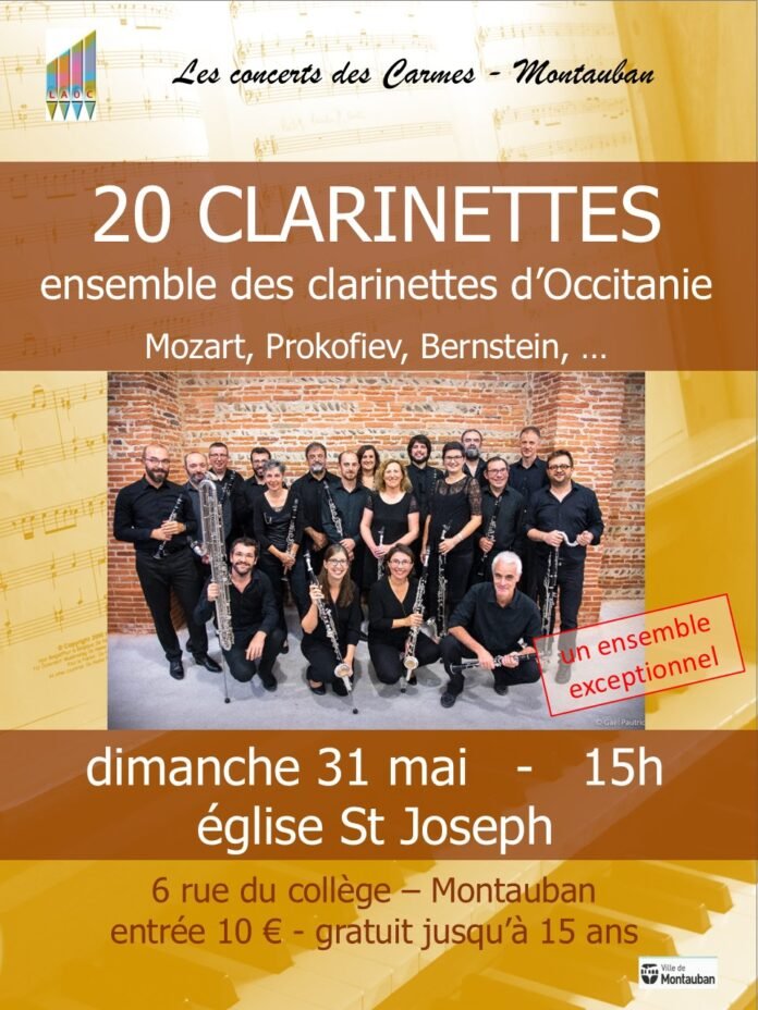 Ensemble Clarinettes Occitanie ECO vingt musiciens concert église Saint-Joseph Montauban 31 mai 2026