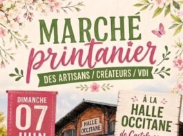 marché printanier artisans créateurs VDI Halle Occitane Castelsarrasin 7 juin 2026 Meitea café mascottes animations