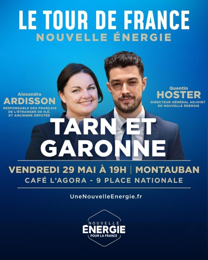 Tour de France Nouvelle Énergie Montauban Alexandra Ardisson Quentin Hoster réunion publique 29 mai 2026 café Agora
