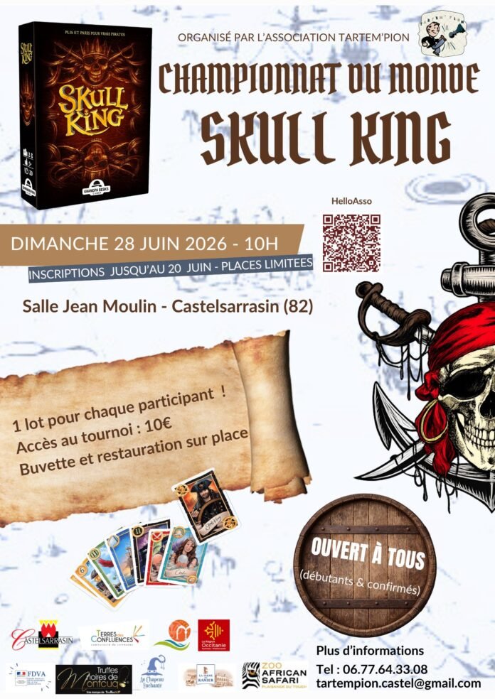 Championnat du Monde Skull King Castelsarrasin Tartem'Pion jeu de cartes tournoi 28 juin 2026 salle Jean Moulin